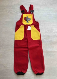 Dětské lacláčky s výšivkou myšky s velkou kytkou, vel. 110